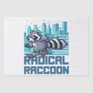 Radical Raccoon Urban Skateboarder Tissue Paper