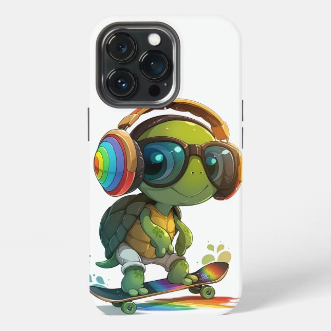 Radical Turtle Skateboarder iPhone Case (Back)
