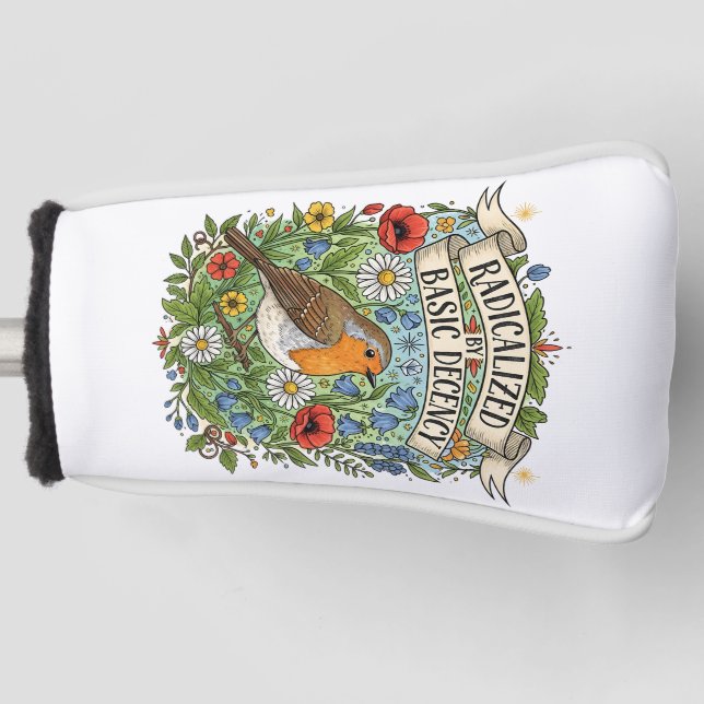Radicalized by Basic Decency Aesthetic Art Bird Golf Head Cover (Front)