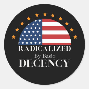 Radicalized by Basic Decency USA Flag Classic Round Sticker
