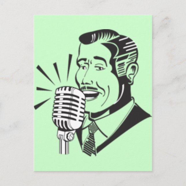 Radio Announcer Postcard (Front)