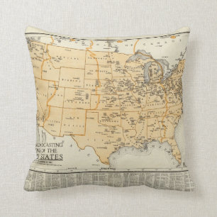 Radio Broadcasting Stations Of The United States Throw Pillow