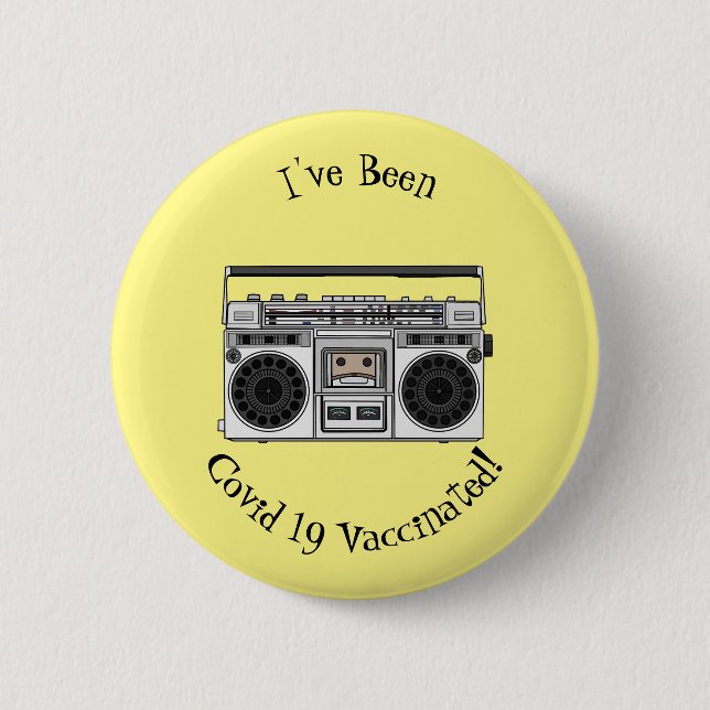Radio cartoon illustration 2 inch round button (Front)