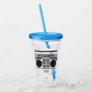Radio cartoon illustration acrylic tumbler