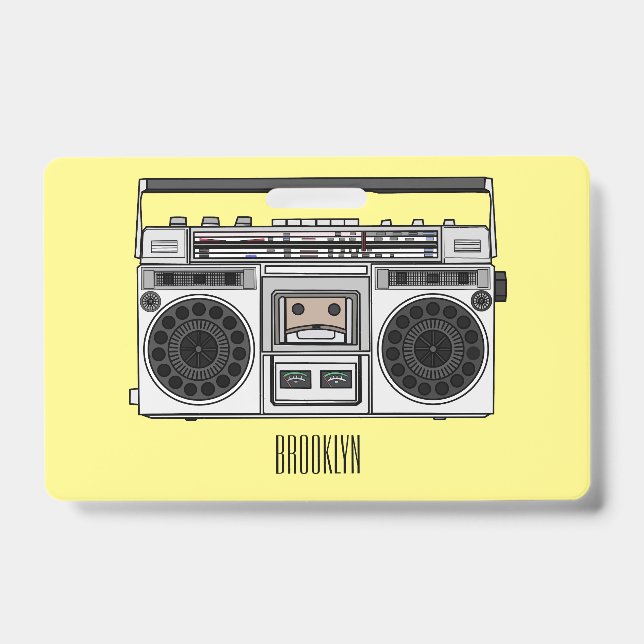 Radio cartoon illustration  badge (Front)