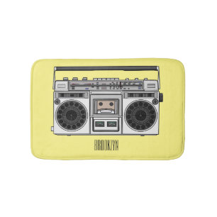 Radio cartoon illustration bath mat