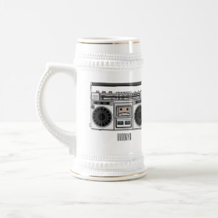 Radio cartoon illustration beer stein