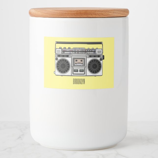 Radio cartoon illustration  food label (Front)