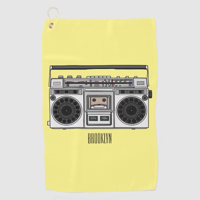 Radio cartoon illustration  golf towel (Front)