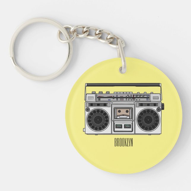 Radio cartoon illustration  keychain (Front)