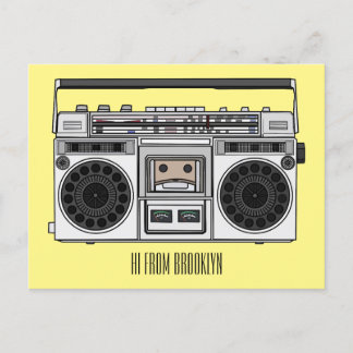 Radio cartoon illustration postcard