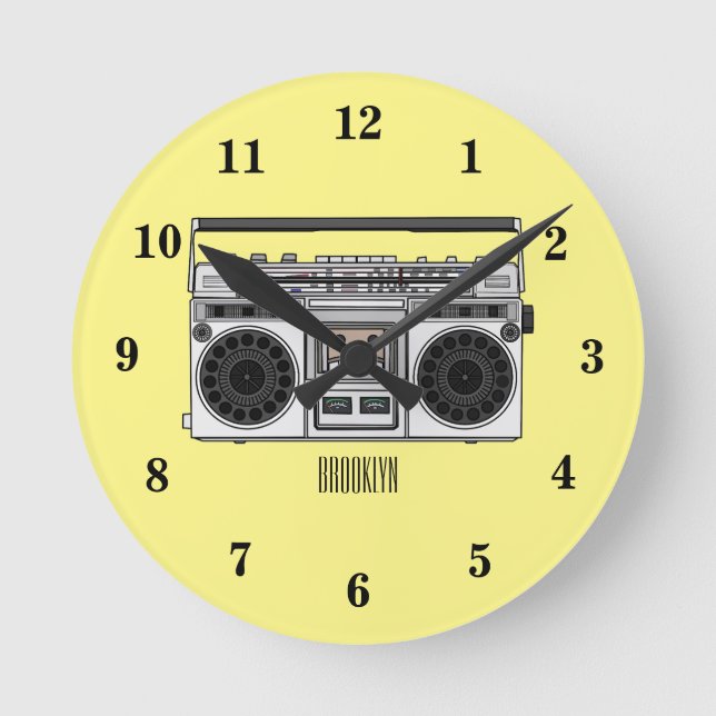 Radio cartoon illustration round clock (Front)
