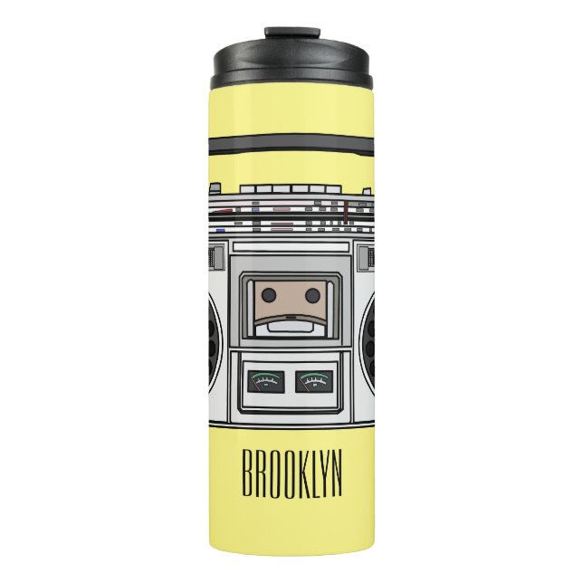 Radio cartoon illustration  thermal tumbler (Front)