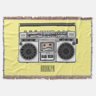 Radio cartoon illustration throw blanket