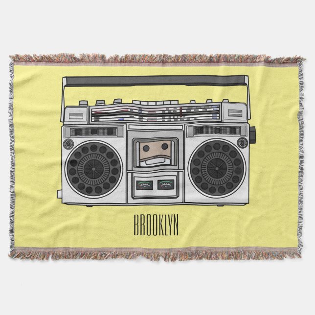 Radio cartoon illustration  throw blanket (Front)