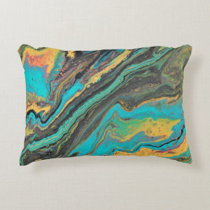 Radio King 3 Turquoise Abstract Accent Pillow