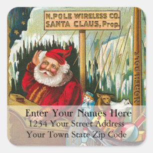 Radio Santa Vintage Christmas Address Label