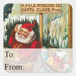Radio Santa Vintage Christmas Gift Tag