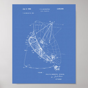 Radio Telescope 1968 Patent Art Blueprint Poster