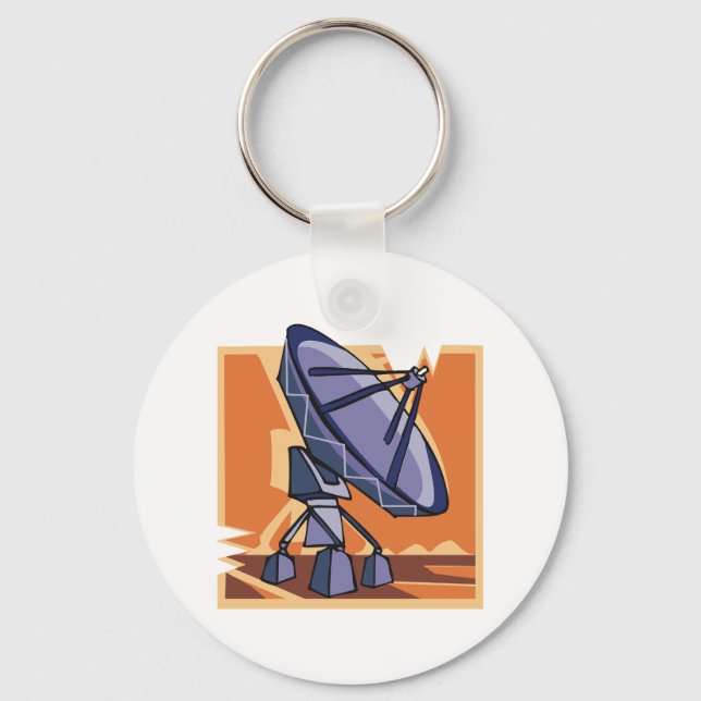 Radio Telescope Outer Space Science Keychain (Front)