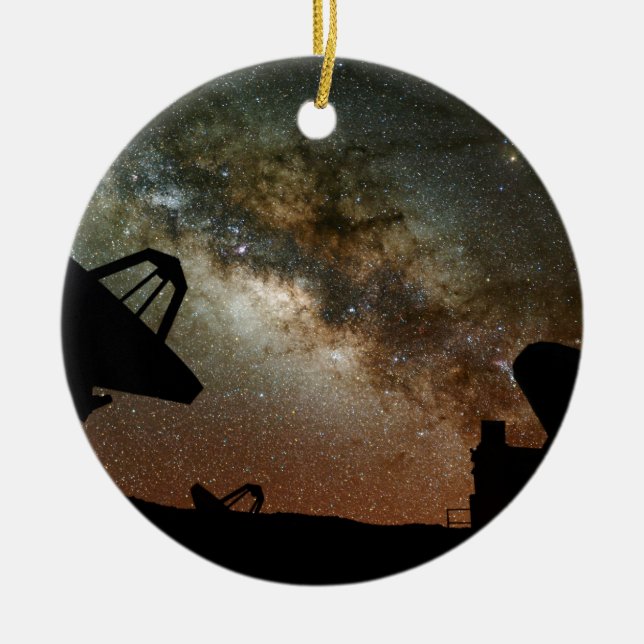 Radio Telescopes and Milky Way Ceramic Ornament (Front)
