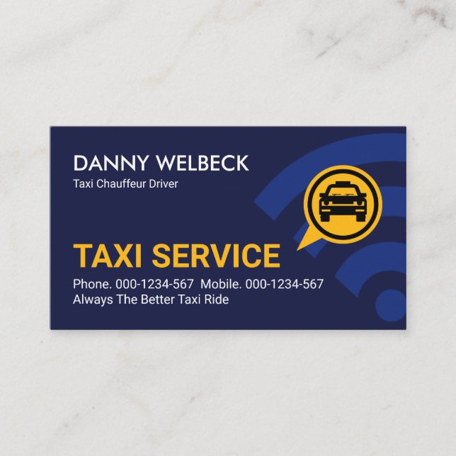 Radio Waves Calling Taxi Cab Business Card (Front)