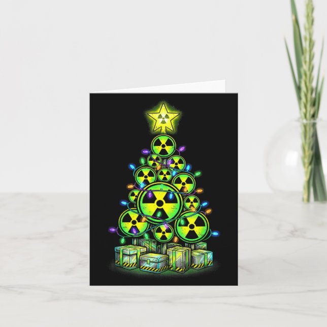Radioactive Christmas Tree Graphic Nuclear Warning Card (Front)