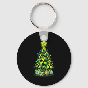 Radioactive Christmas Tree Graphic Nuclear Warning Keychain