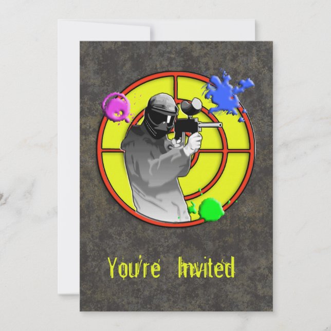 Radioactive Neon Paintball Shooter Invitation (Front)