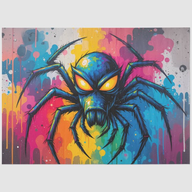 Radioactive Neon Spider Graffiti Decoupage Paper (Front)