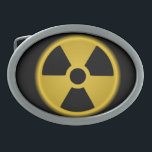 Radioactive Oval Belt Buckle<br><div class="desc">Radioactive Warning Symbol</div>