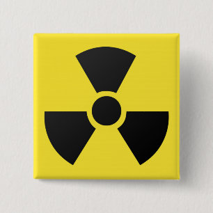 Radioactive radiation nuclear atomic symbol 2 inch square button
