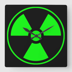 Radioactive Radiation Symbol Square Wall Clock