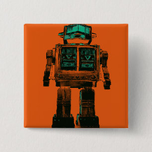 Radioactive Robot Rebellion 2 Inch Square Button