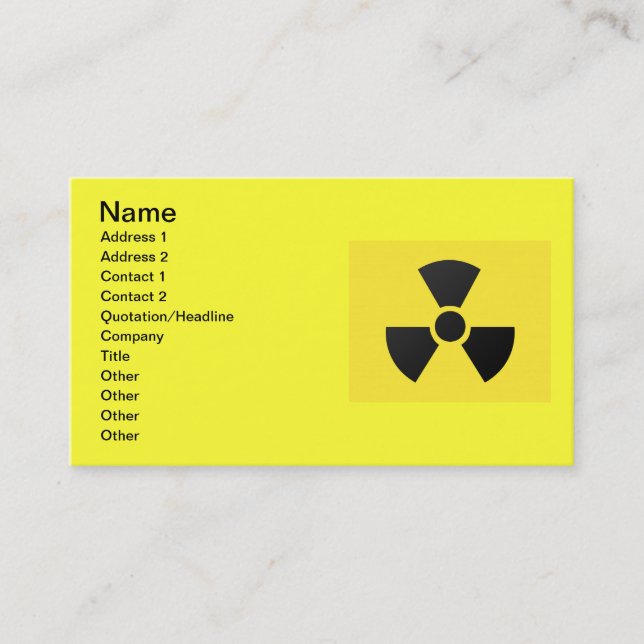 Radioactive Sign Business Card (Front)