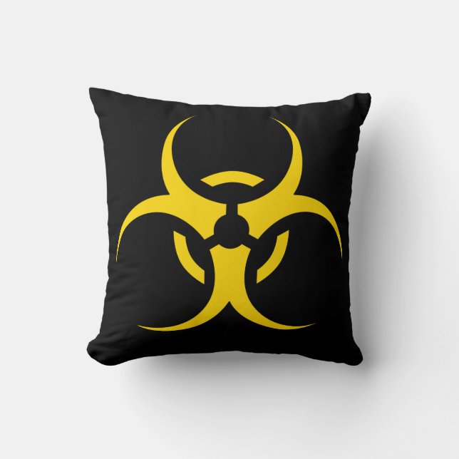 Radioactive Toxic Biohazard Symbol Throw Pillow (Front)