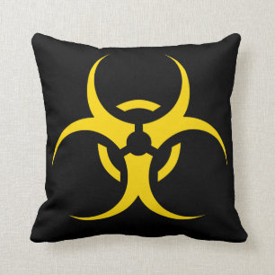Radioactive Toxic Biohazard Symbol Throw Pillow