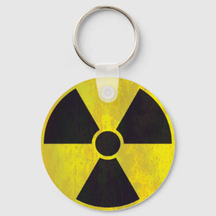 Radioactive Warning Sign   Cool Grunge Keychain