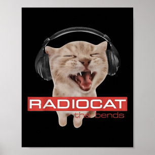Radiocat The Bends Funny Music Cat Meme Cat Mom Ca Poster