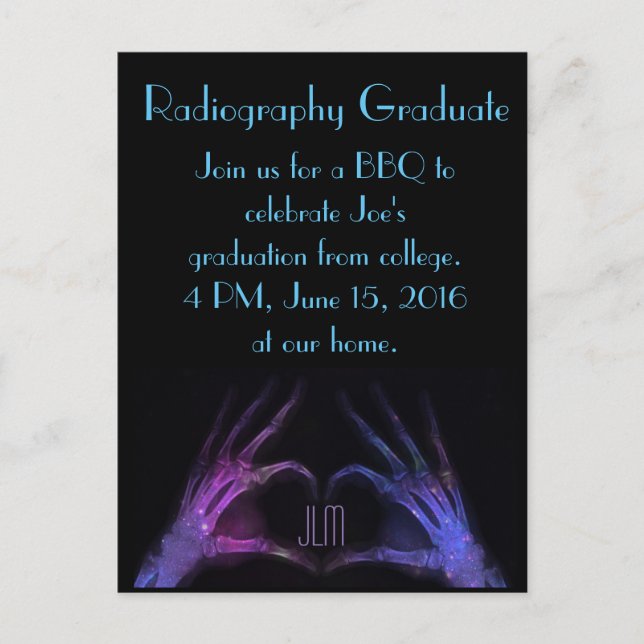 "Radiography Graduate" Fingers Make Heart Announcement Postcard (Front)