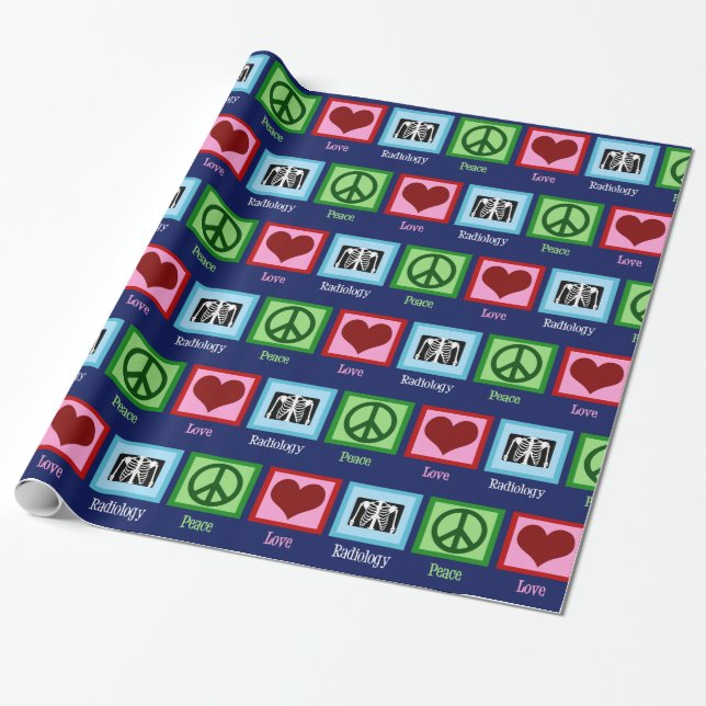 Radiologist Peace Love Radiology Chest X-Ray Tech Wrapping Paper (Unrolled)