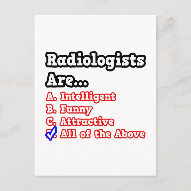 Radiologist Quiz...Joke Postcard (Front)