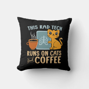 Radiologist Runs On Cats And Coffee Radiology Tech Throw Pillow