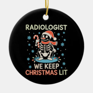 Radiologist We Keep Christmas List Snowman Skull Ceramic Ornament