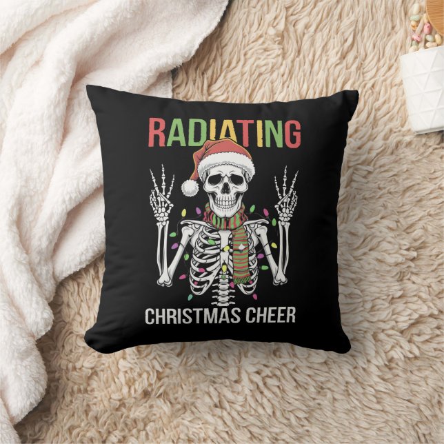 Radiology Christmas Santa Skeleton Xray Technician Throw Pillow (Blanket)