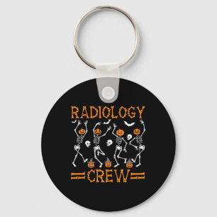 Radiology Crew Dancing Skeleton Pumpkin Funny Hall Keychain