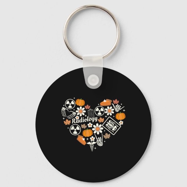Radiology Fall Heart Xray Tech Autumn Pumpkin Than Keychain (Front)