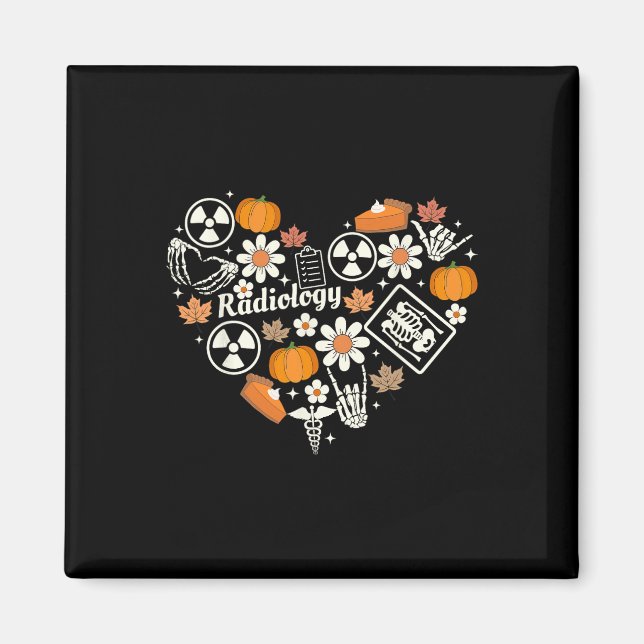 Radiology Fall Heart Xray Tech Autumn Pumpkin Than Magnet (Front)