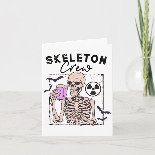 Radiology Halloween Xray Tech Skeleton Coffee Crew Card (Front)