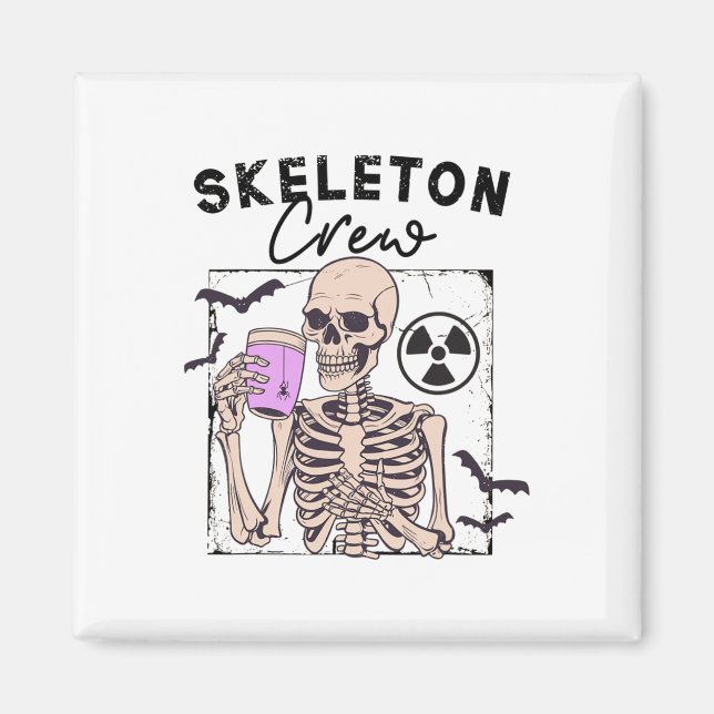 Radiology Halloween Xray Tech Skeleton Coffee Crew Magnet (Front)
